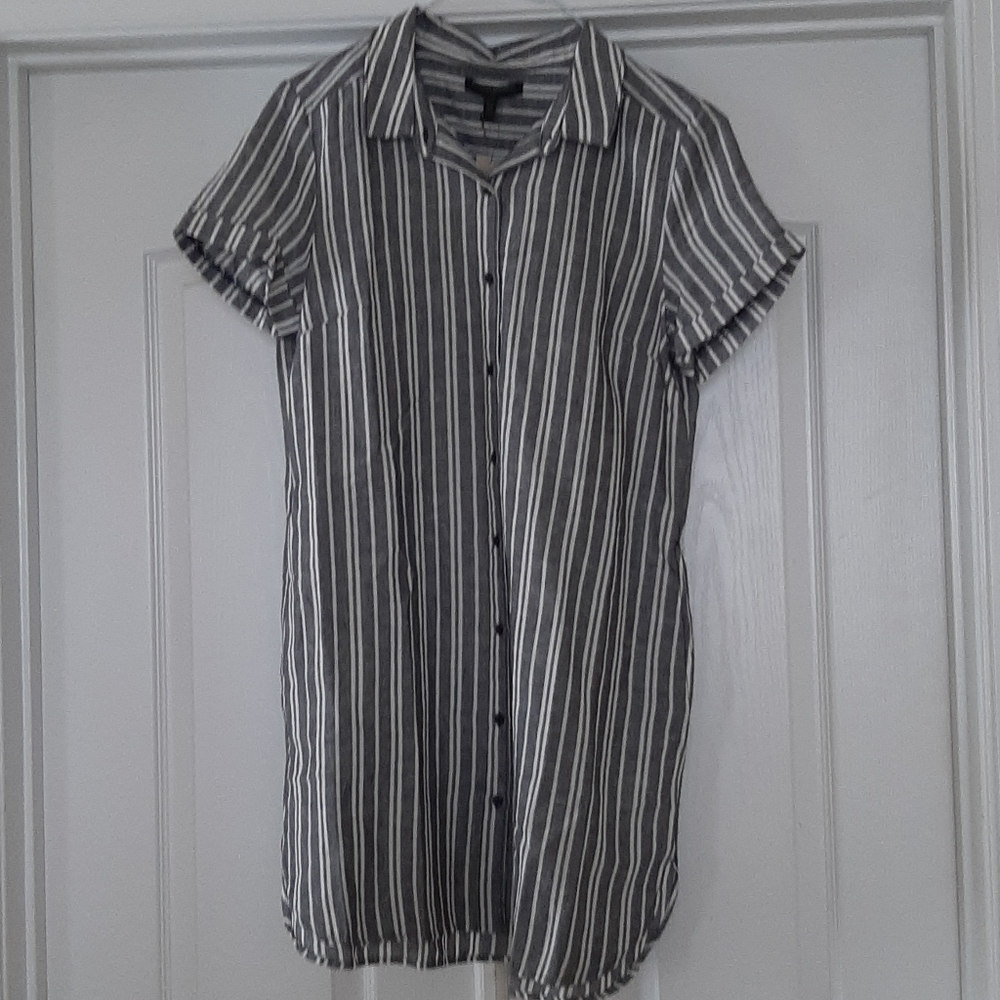 Banana Republic Petite Roll-Cuff Linen Shirtdress